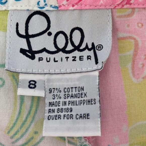 LILLY PULITZER Patchwork Print White Label Pants 8 - Picture 6 of 16